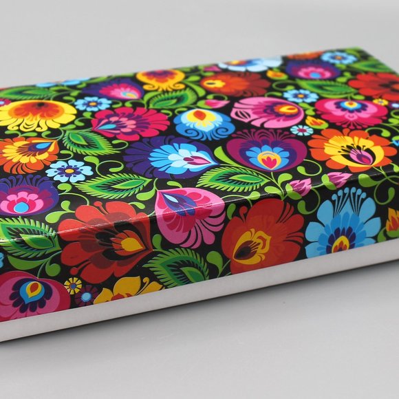 Wallet clutch folk folklore design flowers new - Picture 11 of 11
